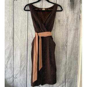 Eva Franco Brown Micro Polka Dot Retro Style Dress Size 4